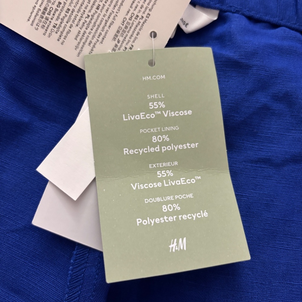 H&M Linen Blend Pleated Shorts - Blue Size 10 - Picture 9 of 10